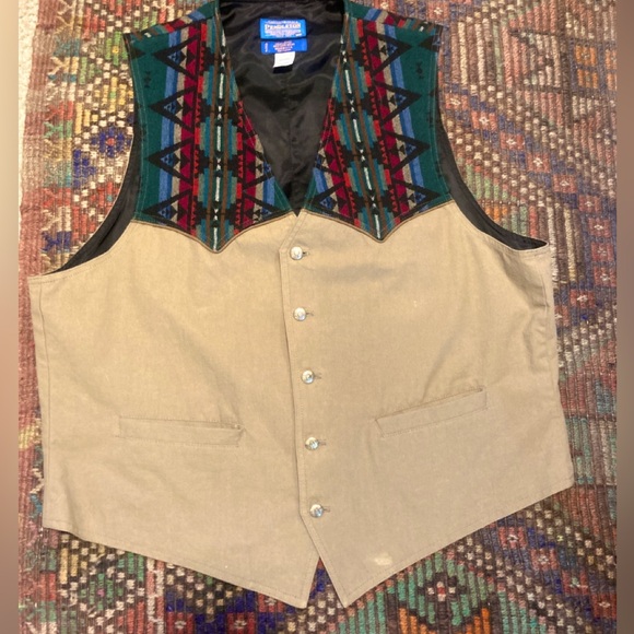 Pendleton Other - Vintage Pendelton Vest Blanket cotton native american aztec khaki western